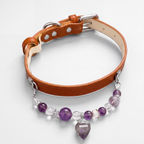 Amethyst Human & Pet Matching Jewelry Set | Crystal Bracelet & Pet Collar Necklace With Connection Pendant