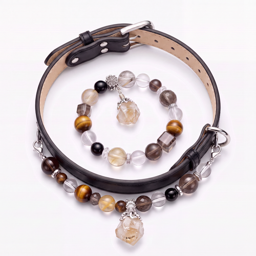 Citrine bracelet and matching pet collar crystal jewelry set