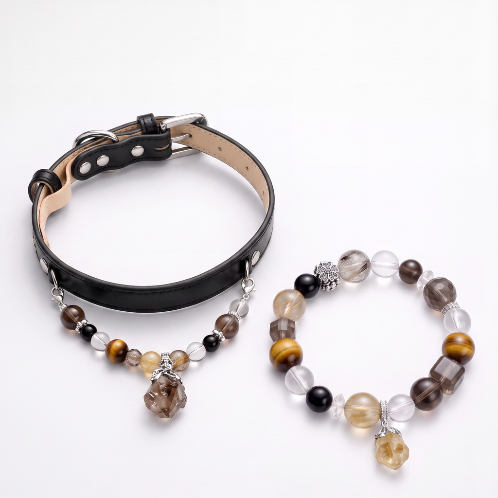 Citrine bracelet and matching pet collar crystal jewelry set