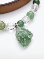 Natural green crystals including aventurine fluorite moonstone and quartz