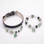 Green crystal bracelet and matching pet collar jewelry set