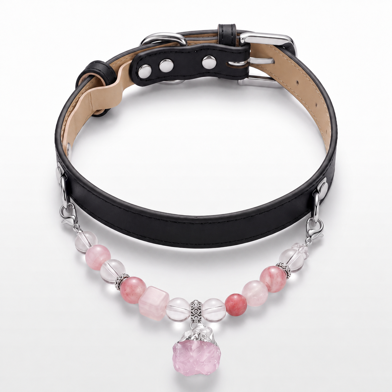 Rose Quartz Bracelet & Pet Collar Set | Embrace Crystal Jewelry Collection